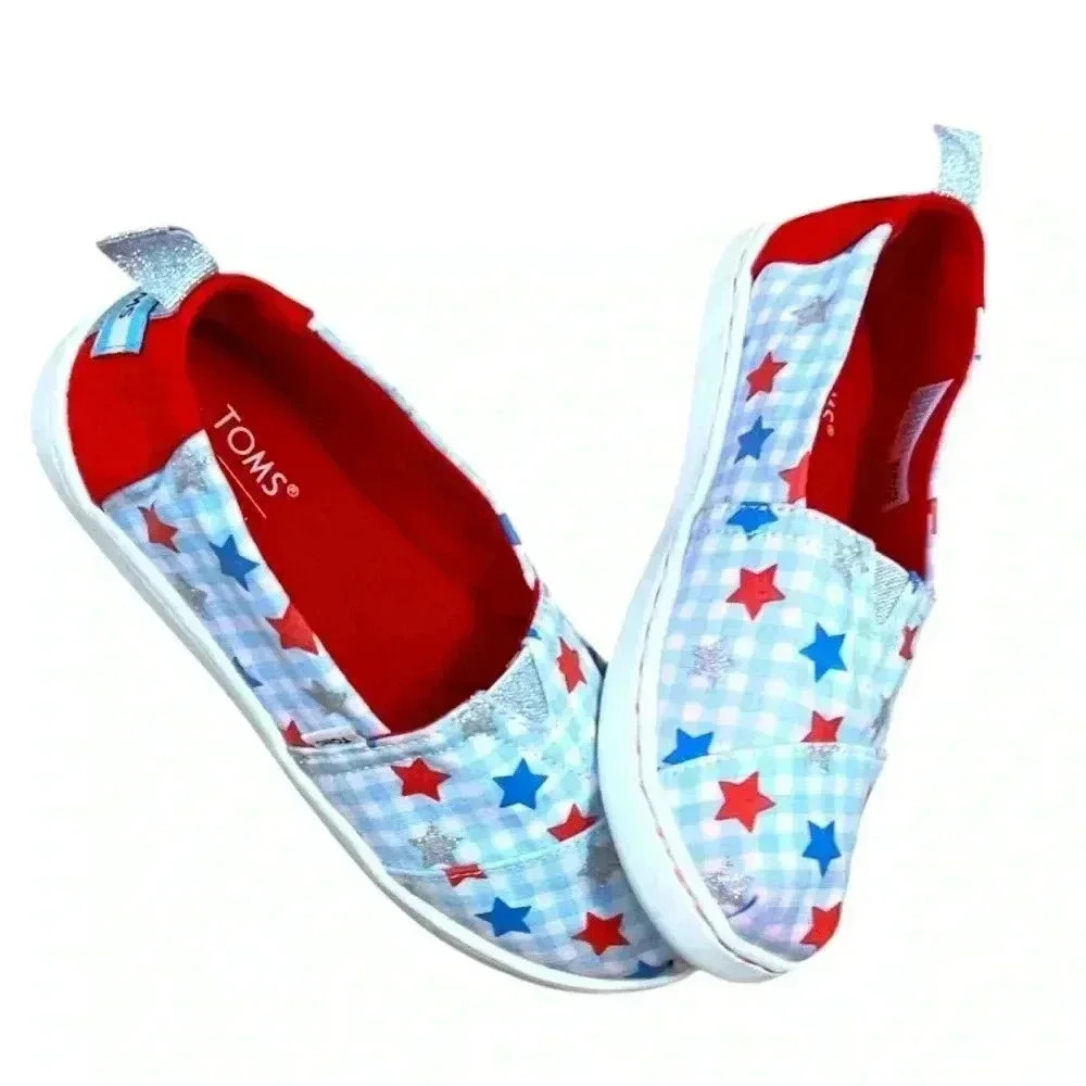 TOMS Gingham light blue and white with stars